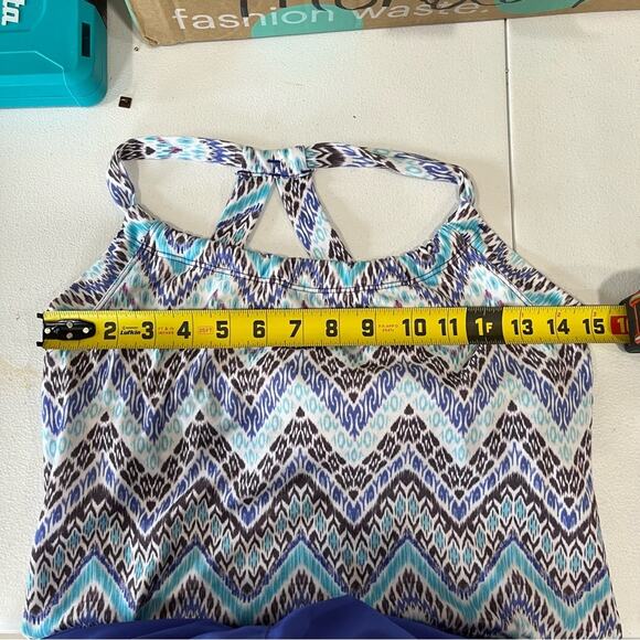 Prana Blue Patterned Quinn Racer Back Dress Shelf Bra - Picture 7 of 8